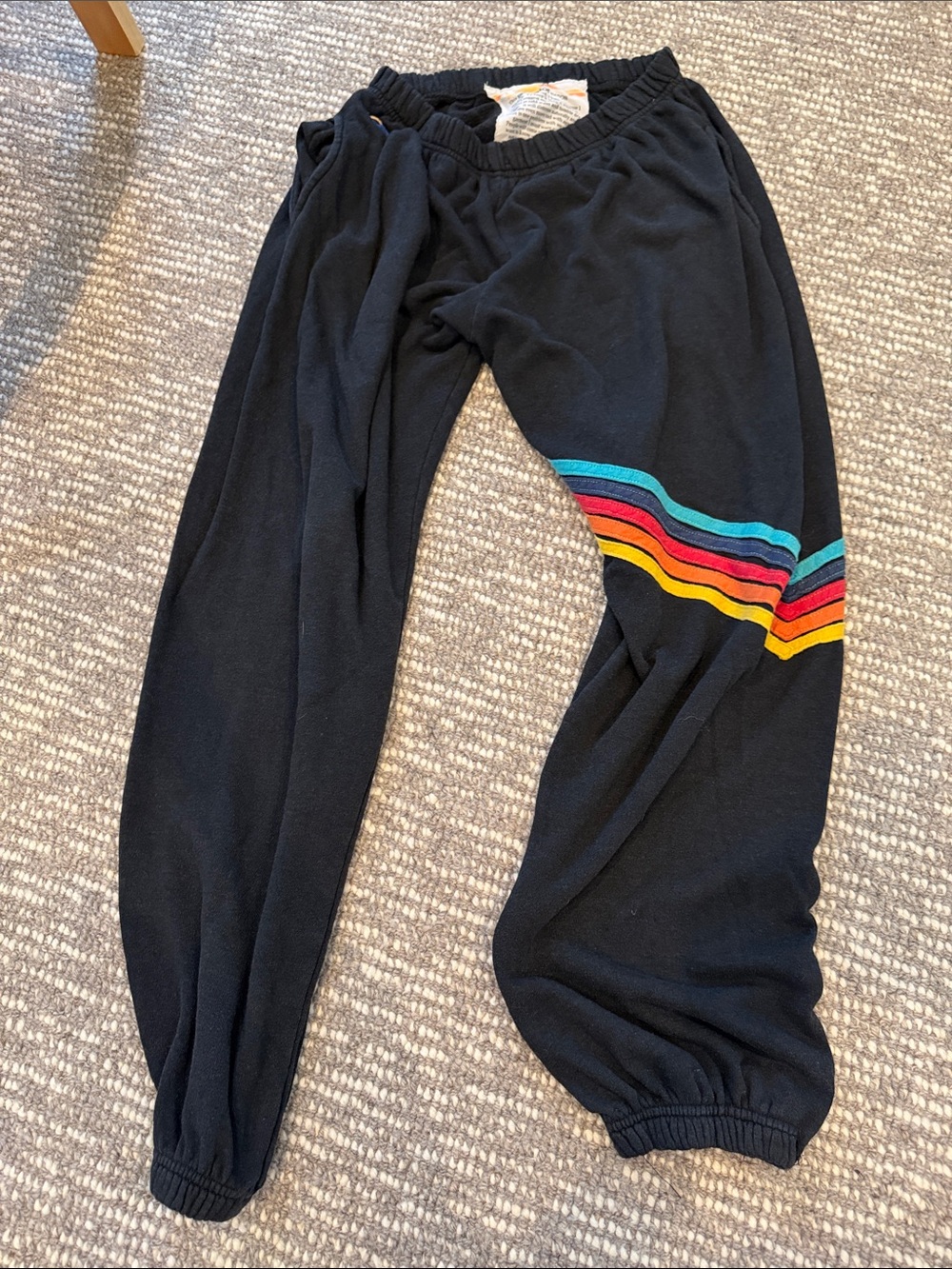 Men’s xl aviator nation Black Sweatpants with Rainbow Stripe